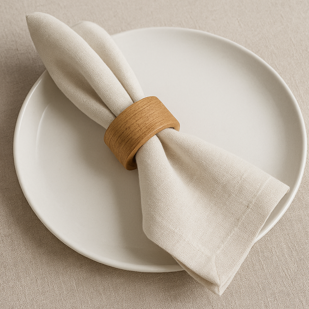 Rund serviettring i eik - 4 pk.